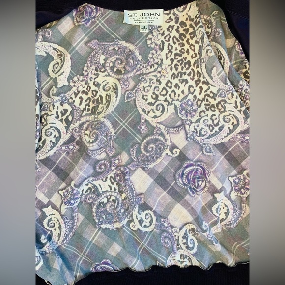 St. John By Marie Gray Purple Paisley Cardigan & Camisole Set… - Picture 6 of 15